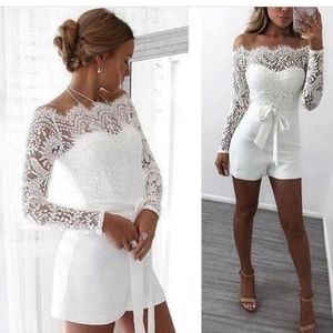 Sweet Off Shoulder White Lace Jumpsuit
